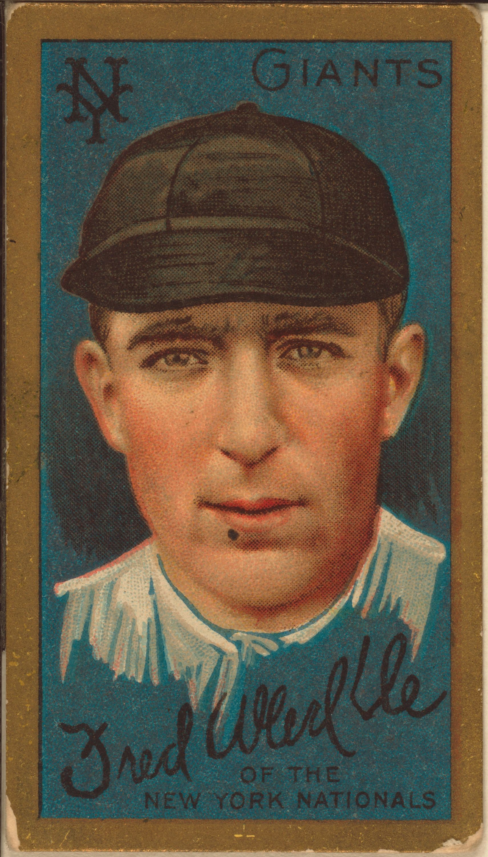 Fred Merkle on a contemporary baseball card. This is a portrait, not a photograph of the play.