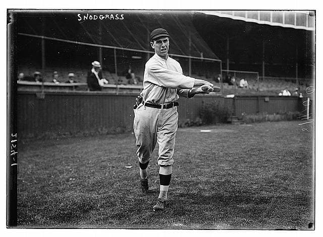 Fred Snodgrass of the New York Giants in 1911, the year before the dropped fly. The negative is labeled with his name.