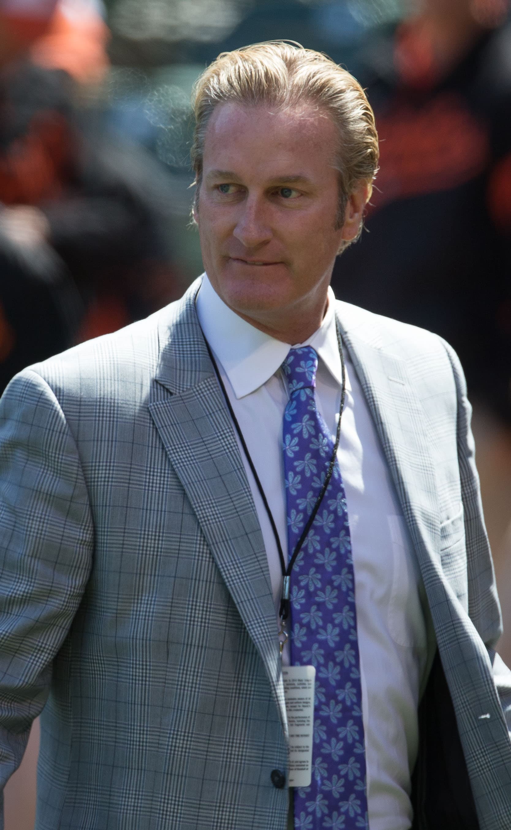 Steve Lyons, by then a Dodgers broadcaster, on April 20, 2013. This is not the July 16, 1990 game in which he dropped his pants.
