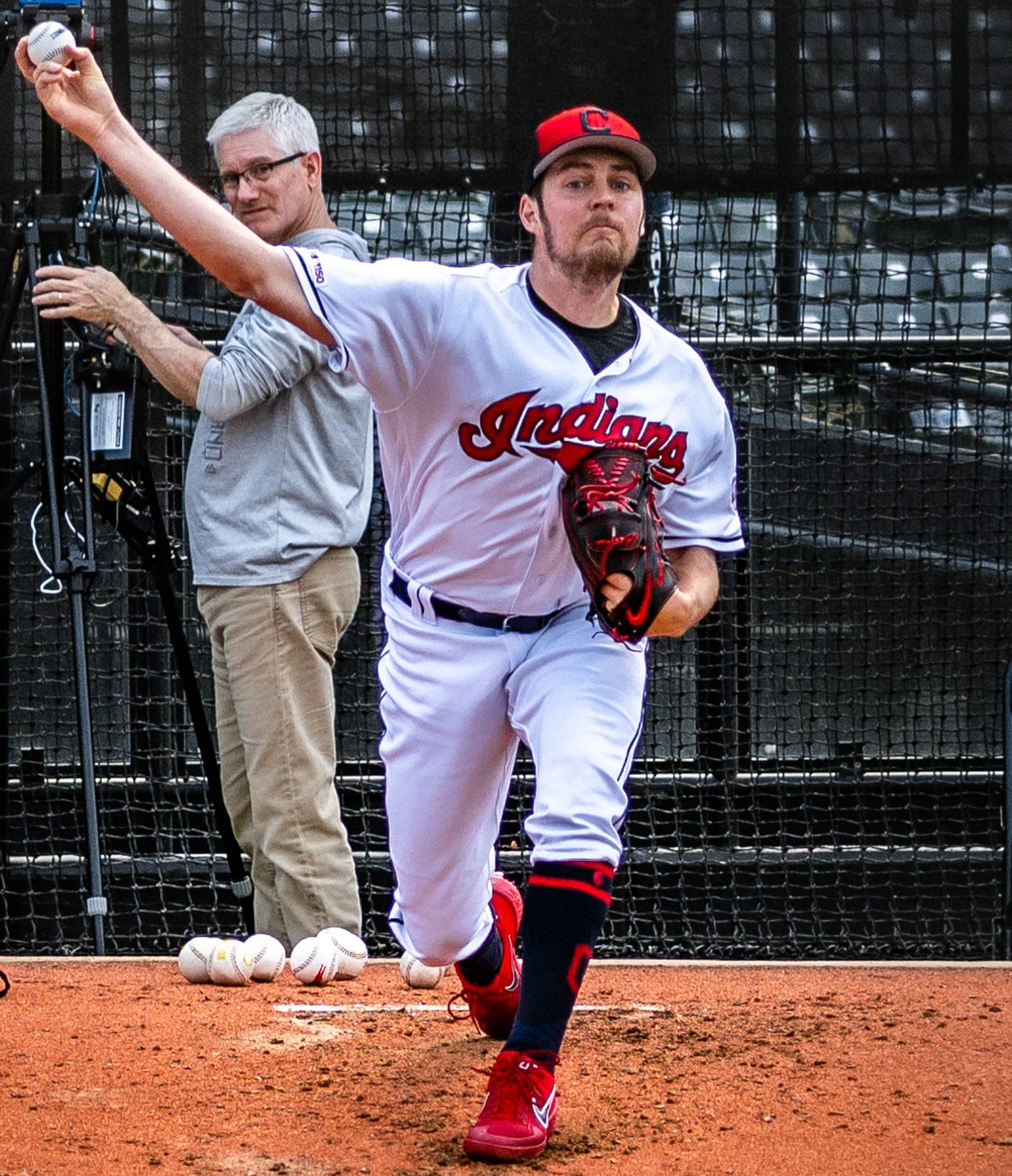 Trevor Bauer with Cleveland, May 19, 2019, about 10 weeks before the incident. Not the throw.
